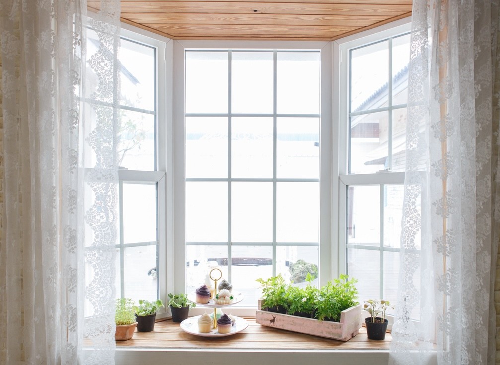 Bay window herb garden