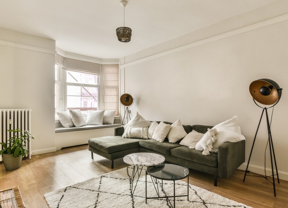 Bay window seating in the living room